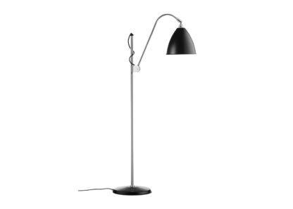 An Image of Gubi Bestlite BL3 Floor Lamp Chrome Base Black Shade