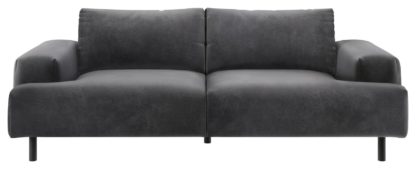 An Image of Habitat Julien 3 Seater Velvet Sofa - Grey