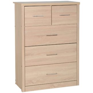 An Image of Lennon Oak Effect 5 Drawer Chest Natural