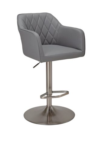 An Image of Argos Home Ellington Quilted Faux Leather Bar Stool - Grey