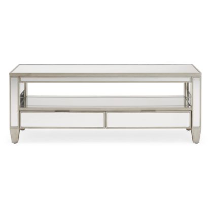 An Image of Fitzgerald Mirrored TV Stand Silver