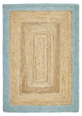 An Image of Origins Jute Border Rug - 160x230cm - Duck Egg