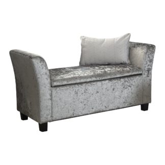 An Image of Verona Crushed Velvet Ottoman Window Seat Grey