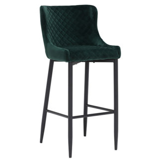 An Image of Rivington Fabric Bar Stool Dark Green