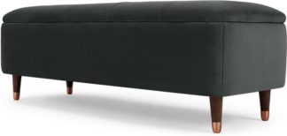 An Image of Margot Ottoman Storage Bench, Midnight Grey Velvet