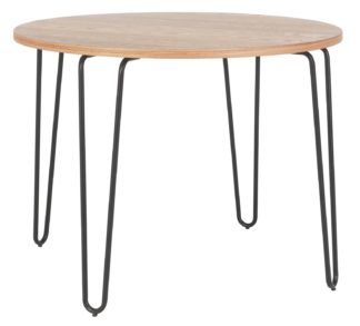 An Image of Habitat Tyler Ash & Black Metal Round 4 Seater Dining Table