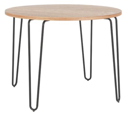 An Image of Habitat Tyler Ash & Black Metal Round 4 Seater Dining Table