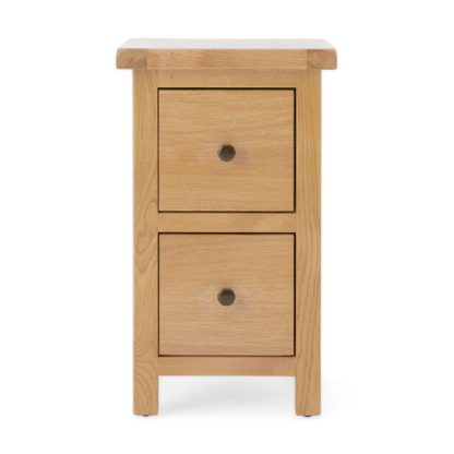 An Image of Sherbourne Oak Slim Bedside Table Natural