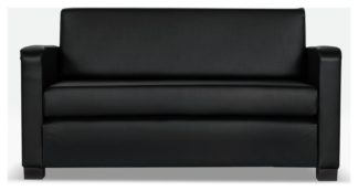 An Image of Habitat Lucy 2 Seater Faux Leather Sofa Bed - Black