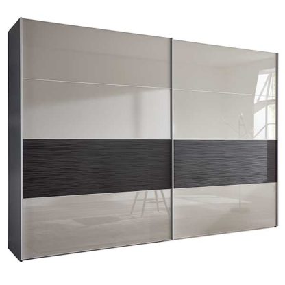 An Image of Riga 2 Door Sliding Wardrobe Pebble Glass and Structure Graphite