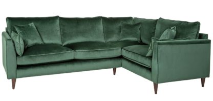 An Image of Habitat Hector Left Corner Velvet Sofa - Green