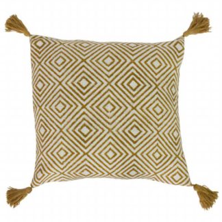 An Image of Ochre Tassel and Diamond Cushion