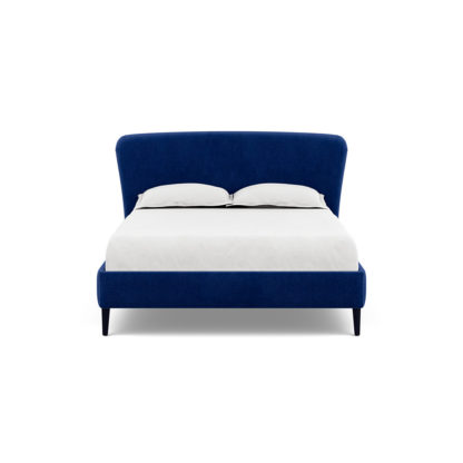 An Image of Heal's Darcey Bed King Smart Luxe Velvet Airforce Blue Black Feet