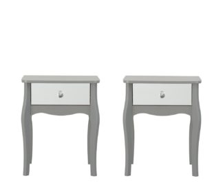 An Image of Argos Home Amelie 2 Mirrored Bedside Tables Set - Grey