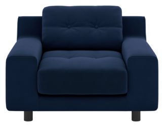 An Image of Habitat Hendricks Navy Velvet Armchair