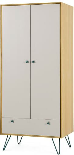 An Image of Dotty Double Wardrobe, Oak & Grey