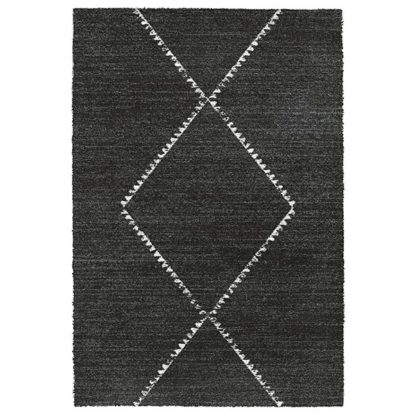 An Image of Mehari Berber Single Diamond Rug Charcoal