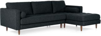 An Image of Scott 4 Seater Right Hand Facing Chaise End Corner Sofa, Textured Weave Navy