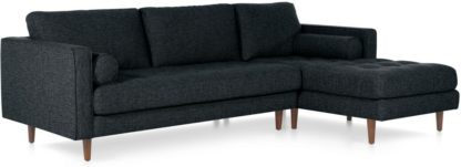 7f58c29628e8458c6d7370a949f8d5872cce87291a5017d15136afb469cce546.jpg An Image of Scott 4 Seater Right Hand Facing Chaise End Corner Sofa, Textured Weave Navy