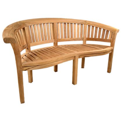 An Image of Windsor Curved Teak Garden Bench Brown