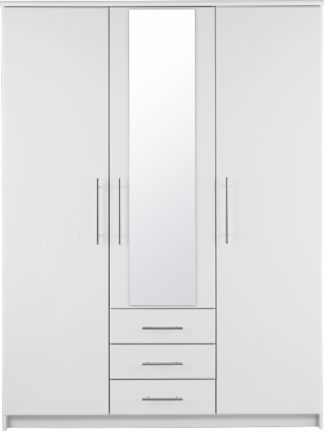 An Image of Argos Home Normandy 3 Door 3 Drawer Mirror Wardrobe - White