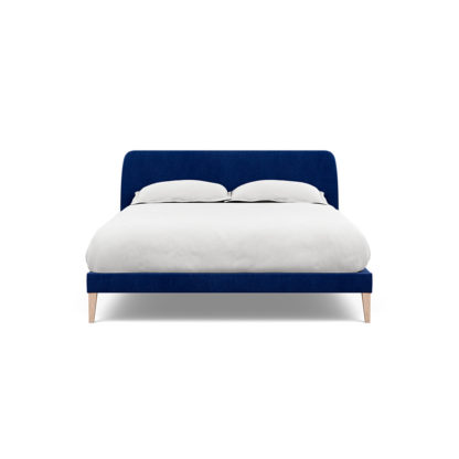 An Image of Heal's Darcey Bed King Smart Luxe Velvet Airforce Blue Black Feet