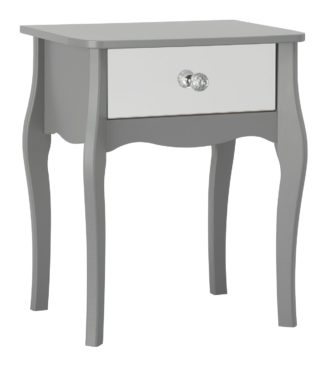An Image of Argos Home Amelie 1 Drawer Mirrored Bedside Table - Grey