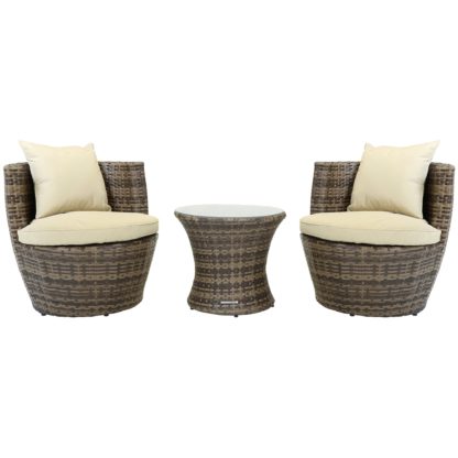 An Image of Rattan 2 Seater Natural Bistro Set Natural