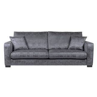 An Image of Carson Distressed Velvet 4 Seater Sofa Grey