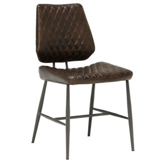 An Image of Hawley Quilted Dining Chair Dark Brown