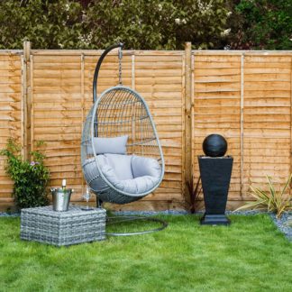 An Image of Rattan Egg Shaped Swing Chair Grey