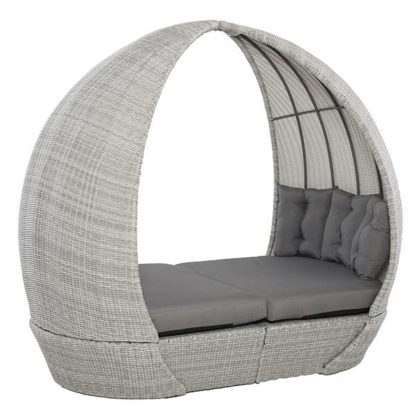 An Image of Didcot Garden Daybed in Grey Weave and Grey Fabric