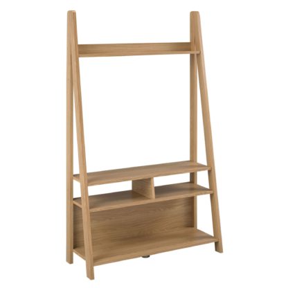 An Image of Tiva Oak Ladder TV Stand Natural