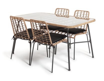 An Image of Habitat 4 Seater Bamboo Patio Set