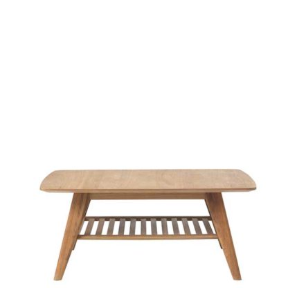 An Image of Lund Coffee Table with Shelf Natural Oak