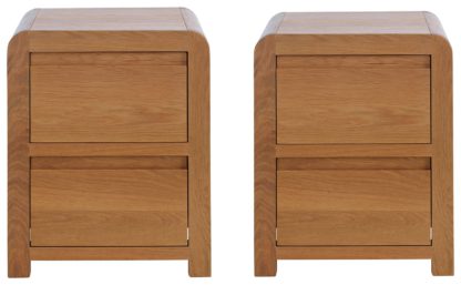 An Image of Habitat Novara 2 Bedside Tables Set - Oak & Oak Veneer