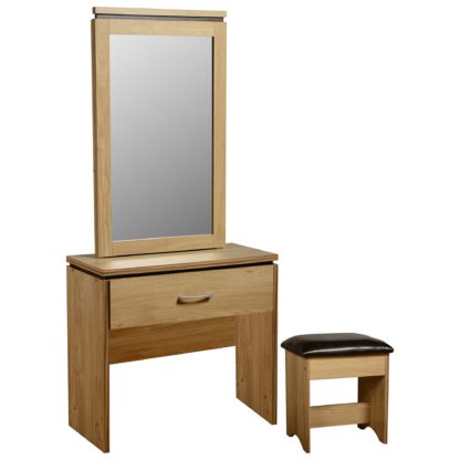 An Image of Charles Oak 1 Drawer Dressing Table Set Brown