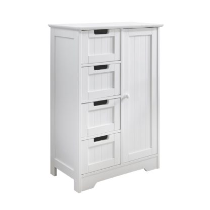 An Image of White 4 Drawer Storage Cabinet White