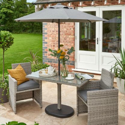 An Image of Wensum 2 Seater Bistro Set with Parasol Dark Grey