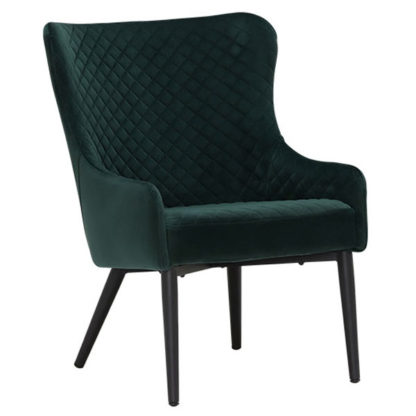 An Image of Rivington Velvet Lounge Chair Dark Green