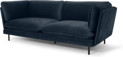 An Image of Wes 3 Seater Sofa, Sapphire Blue Velvet
