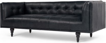 An Image of Connor 3 Seater Sofa, Black Premium Leather