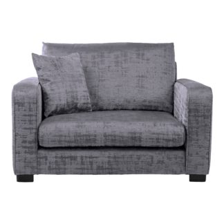 An Image of Carson Distressed Velvet Snuggle Chair Grey