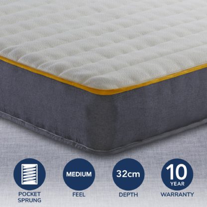 An Image of Sleepsoul Medium Firm Comfort 800 Pocket Memory Mattress White