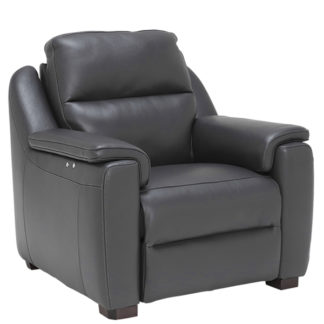 An Image of Strauss Grey Leather Recliner Armchair