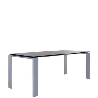 An Image of Kartell Four Soft Touch Dining Table Black on Aluminium