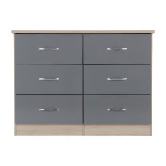 An Image of Nevada Grey 6 Drawer Chest Grey