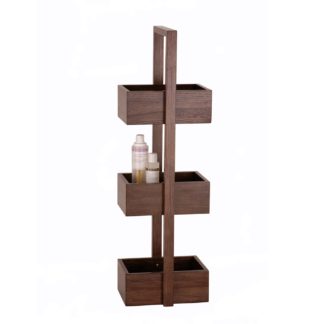 An Image of Wireworks Mezza Bathroom Storage Stand Dark Oak 3 Tier