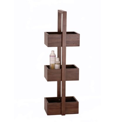 An Image of Wireworks Mezza Bathroom Storage Stand Dark Oak 3 Tier