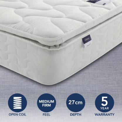 An Image of Silentnight Medium Firm Miracoil Pillowtop Mattress White